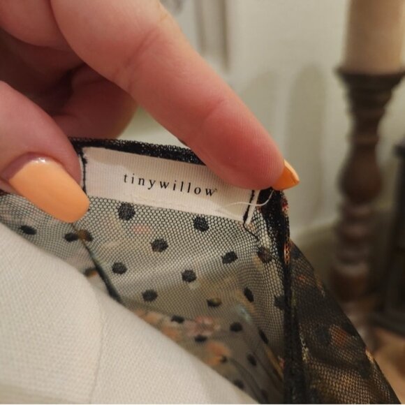 Sheer Black Polka Dot Floral Blouse - Picture 3 of 4